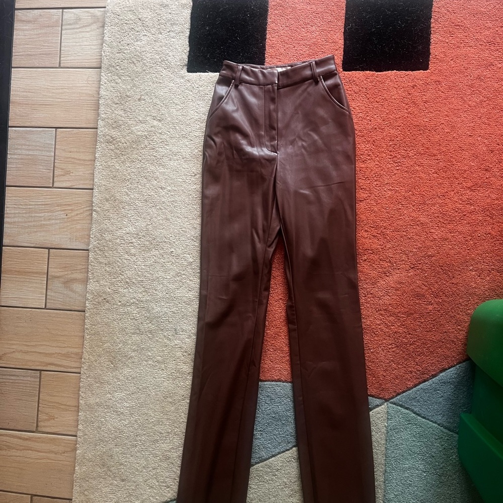 Meshki Brown Leather Pants